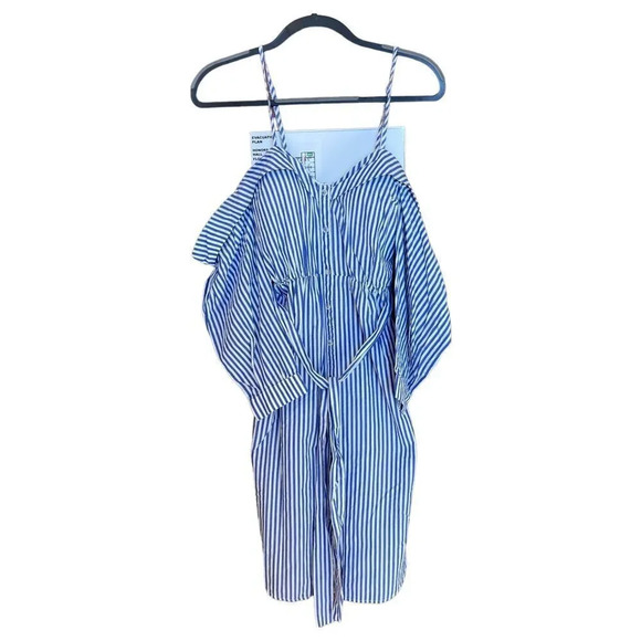 BARDOT Paloma Striped Midi Dress Off the Shoulder Size Small - Picture 2 of 6